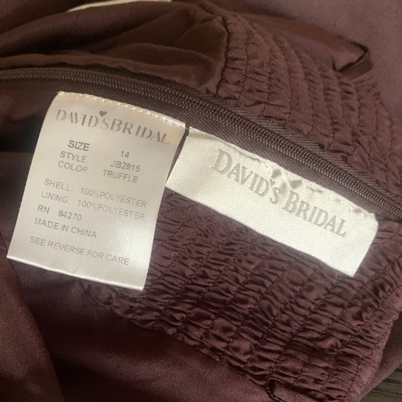 David's Bridal Rich Brown Dress flower girl 14 woman’s xs 125 - Picture 2 of 5